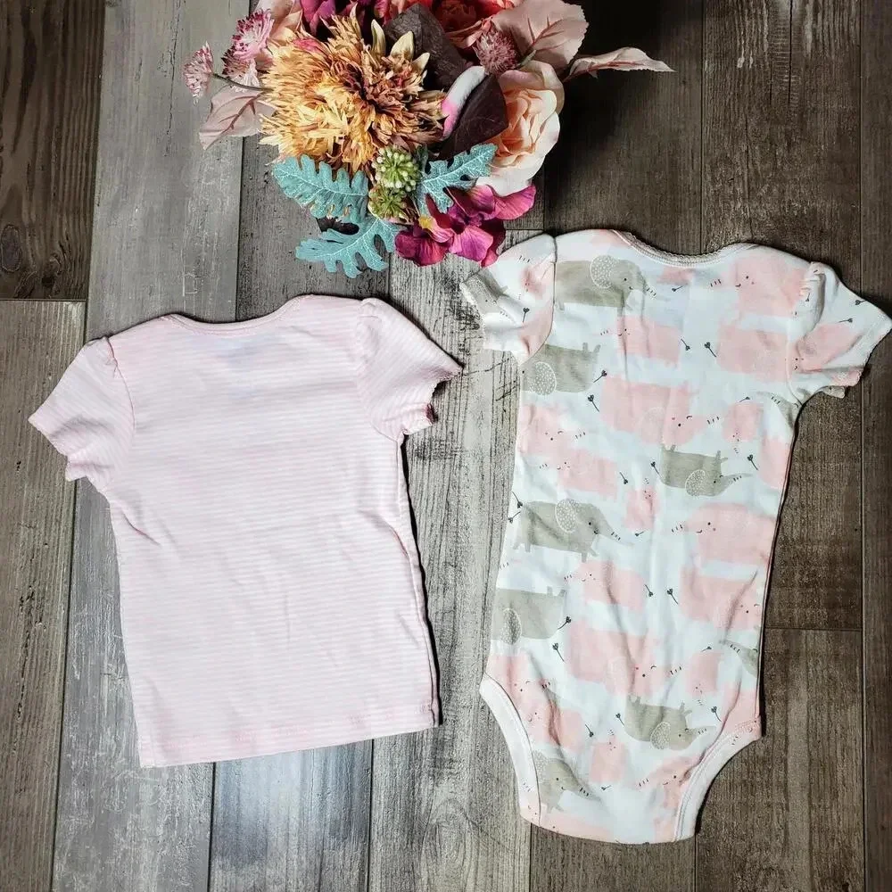 Child of Mine by Carter's Pink Little Sister Elephant Tops Bundle Size 18m NWOT